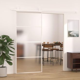 Berkfield Home Sliding Door Frosted ESG Glass & Aluminium 90x205 cm White