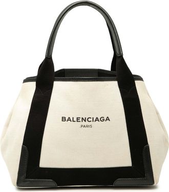 Balenciaga Tweedehands Canvas Marine Cabas Tote S