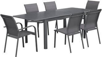 Sweeek Mesa de jard&iacute;n extensible de aluminio con 6 sillas, antracita