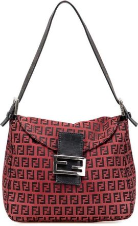 Fendi Pre-owned Shoulder Bags, female, Red, Size: ONE SIZE Pre-owned Printed Shoulder Bag