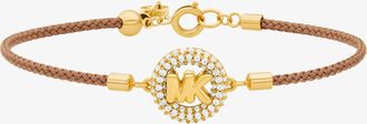 Michael Kors Pav&eacute; Gold-Tone Logo Corded Bracelet