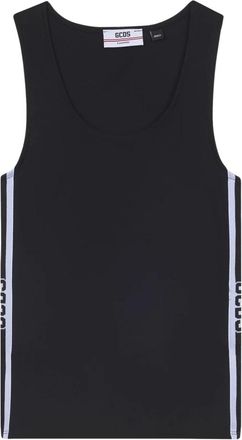 GCDS Logo-Stripe Tank Top - Dames - Tops zonder mouwen - Zwart - S - Denim - Tops