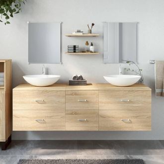 Berkfield Home 5 Piece Bathroom Furniture Set Oak Engineered Wood in Brown
