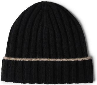 Brunello Cucinelli Cashmere rib knit beanie in Black at Nordstrom, Size Xxx-Large