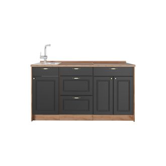 Vicco Bloque De Cocina Fame-line, Antracita-oro Landhaus, 150 Cm Sin Encimera, Vicco