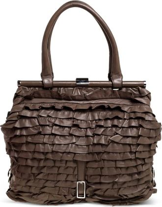 Valentino Garavani Borsa tote con ruches - Marrone