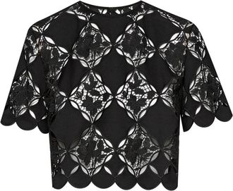 Oscar De La Renta Gardenia guipure blouse - women - Polyester/Cotton/Silk - 4 - Black