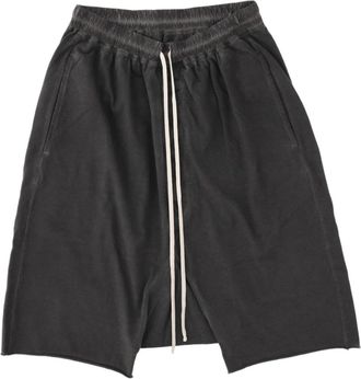 Rick Owens Black Contrast Drawstring Flap Pocket Cotton Shorts