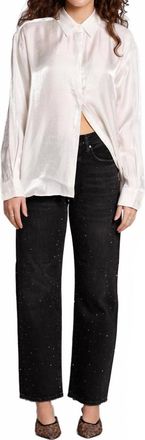 Pistola Denim Tilda Long Sleeve Button Up Top In Ecru