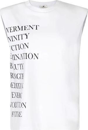 Elisabetta Franchi Lettering-Print Jersey Sleeveless T-Shirt