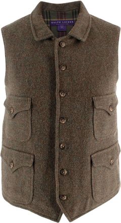 Ralph Lauren Khaki Tweed Alpaca Blend Gilet Size XS
