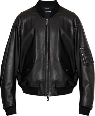 Dolce & Gabbana Bomberjack - Heren - Leren en Su&egrave;de Jassen - Zwart - M - Leer - Jassen