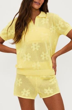 Beach Riot Liliana Semisheer Cotton Cover-Up Top in Butter Blossom at Nordstrom Rack, Size Large