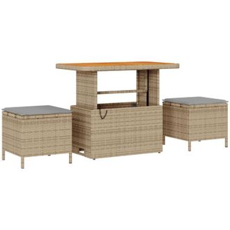 vidaXL Conjunto De Comedor De Jard&iacute;n 3 Pcs Beige Polirat&aacute;n Vidaxl
