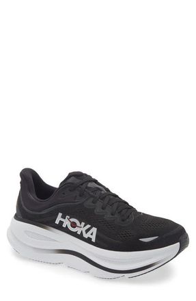 Hoka One One Bondi 9 Running Shoe in Black /Vermillion at Nordstrom, Size 10.5