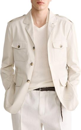 Mango Slim Fit Cotton Jacket in Beige at Nordstrom, Size Large