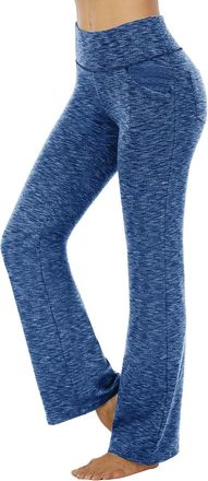 Generic Yoga Leggings for Women UK with Pockets | Yoga Leggings for Women UK Flared Slimming Stretch Straight Leg Trousers Elasticated Waist Wide Leg Pants Fi