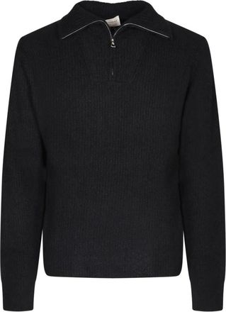 Officine G&eacute;n&eacute;rale Zwart Gebreid Aw 23 Zacht Alpaca Katoen - Heren - Coltruien - Zwart - S - Katoen - Truien & Vesten
