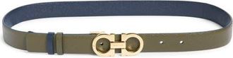 Ferragamo Double Gancio Reversible Leather Belt in New Olive New Navy at Nordstrom, Size 70
