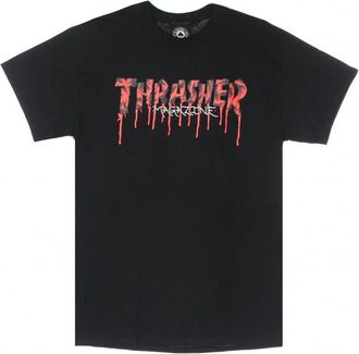 Thrasher Bloed Drip Tee - Streetwear Collectie - Heren - T-shirts - Zwart - S - Tops