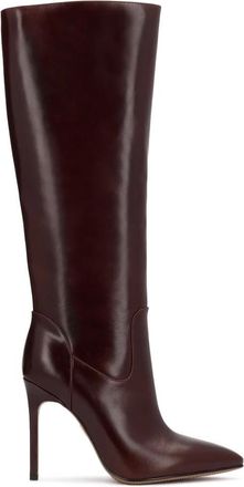 Kazar Schoenen, Dames, Bruin, 41 EU, Leer, Kazar Bordeaux Leren Hoge Laarzen met Stiletto Hak
