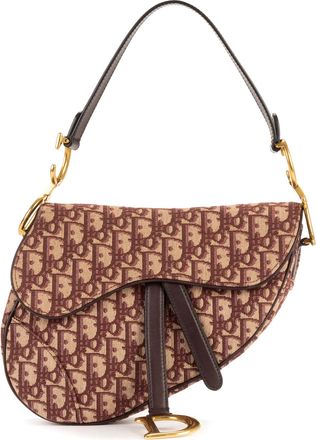 Dior Pre-owned Womens Saddle Oblique Shoulder Bag - Burgundy - One Size