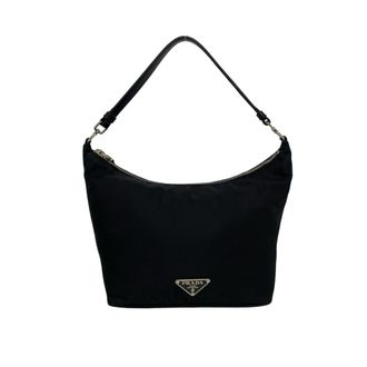 Prada Black Nylon Leather Handbag Shoulder Bag Tote Bag (Pre-Owned)
