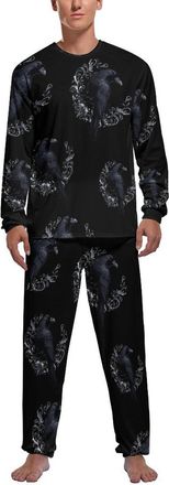 Generic Crow Mens Pyjama Set Soft Long Sleeve Sleepwear Lounge Set Pjs