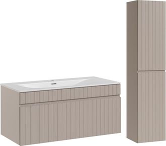 Petits Meubles Set de mueble con lavabo encastrable de y columna estratificado 100cm