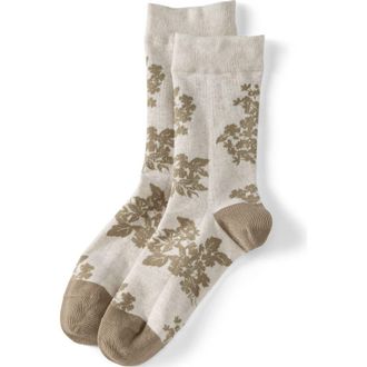 Lands End 1-Pack Novelty Crew Socks in Ivory/champagne Floral at Nordstrom