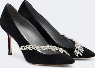 Balenciaga x Manolo Blahnik salones de ante adornados
