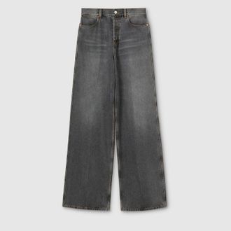 Gucci Wide Leg Denim Pants, Grey, Ready-to-wear