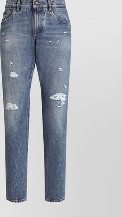 Dolce & Gabbana cotton ripped straight-leg jeans