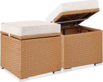 Best Choice Products Set of 2 Wicker Ottomans, Multipurpose Furniture w/ Removable Cushions, Steel Frame