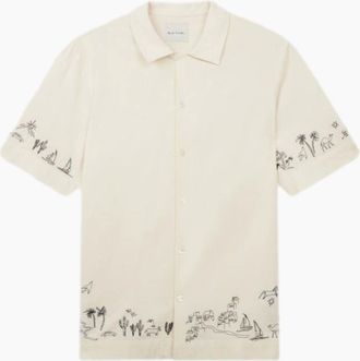 Paul Smith Mens Paul Smith SS Shirt with Embroidery 04 Ivory - White - Size: 44/Regular