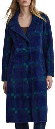 NVLT Plaid Faux Fur Coatigan in Navy at Nordstrom Rack, Size Large