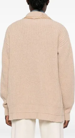 Ermanno Scervino Lace-Trimmed Knit Cardigan - Cream