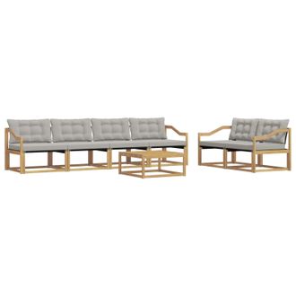 vidaXL Conjunto De Sof&aacute;s De Exterior 7 Pcs Blanco Y Gris Claro Vidaxl