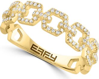 Effy 14K Gold Plated Sterling Silver Diamond Link Band Ring at Nordstrom Rack, Size 7