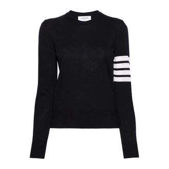 Thom Browne Trui met ronde hals - Dames - Truien - Blauw - Maat: XS Wol