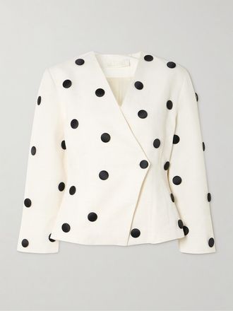 D'Estrëe Paris Blazer In Faille Di Misto Cotone A Pois Con Decorazioni Aloise - Bianco