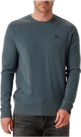 Butcher of Blue Blauwe Crew Neck Sweater Clifden - Heren - Ronde hals truien - Blauw - S - Wol - Truien & Vesten