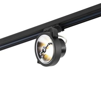 QAZQA Moderno Foco De Carril Led Trif&aacute;sico Negro 15w 2700k Con Ar111 - Expert Aluminio Redonda Incluye Led Max. 1 X 15 Watt - Qazqa