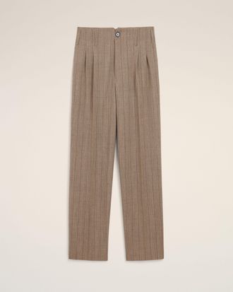 Ami Ami Paris - Brown striped wool two-pleats trousers Brown - Size: 34 - for Men