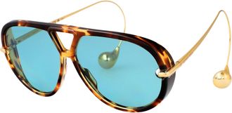 Bottega Veneta Womens Sunglasses Havana-Gold-Green Metal Havana/gold/green