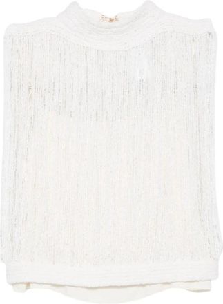 Fabiana Filippi Top met franjes en halternek - Dames - Tops zonder mouwen - Wit - XS - Tops