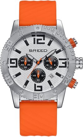 Breed Double Agent Chronograph Watch, Black Silicone Strap, 44 mm