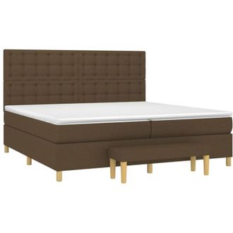 vidaXL Vidaxl - Cama Box Spring Con Colch&oacute;n Tela Marr&oacute;n Oscuro 200x200 Cm