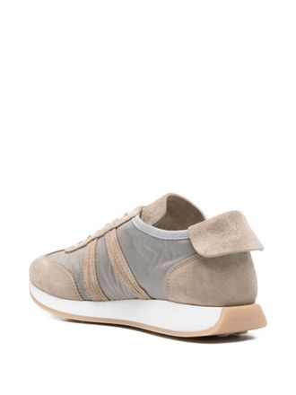 Fabiana Filippi Suede and Nylon Low-Top Sneaker - Beige