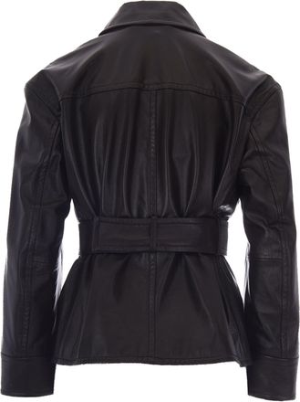 Max Mara Womens Biker Jacket Giusto Brown Lambskin (ovis Aries)